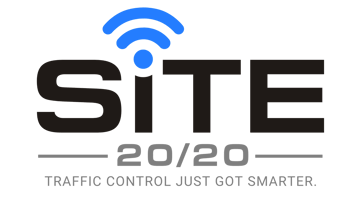 Site 20/20 in all white. Site is in all capital letters and the i's dot is a wifi signal